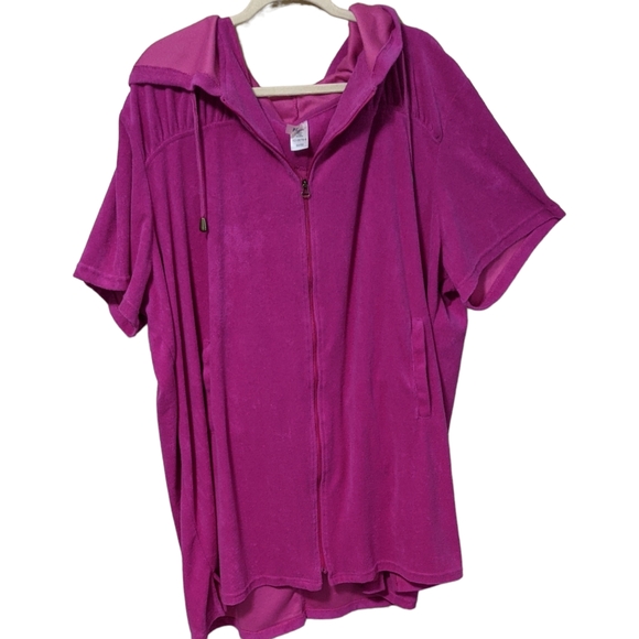 Swimsuits for all zip up hooded cover up short sleeve dress beachy 30/32 - Picture 9 of 9